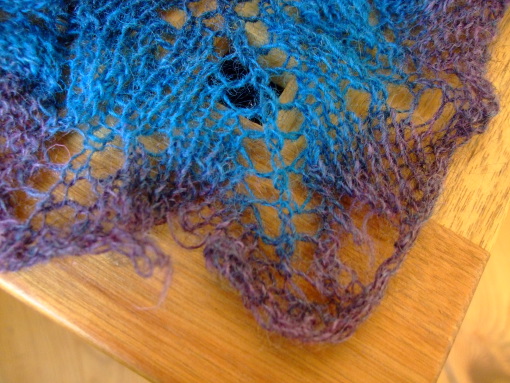 Hole in lace shawl