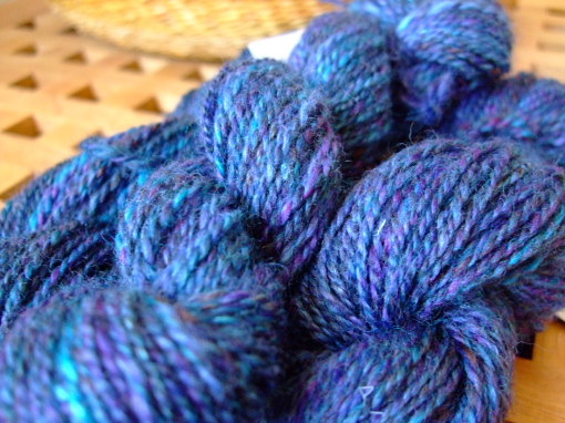 Deep Blue, 3 skeins of handspun yarn